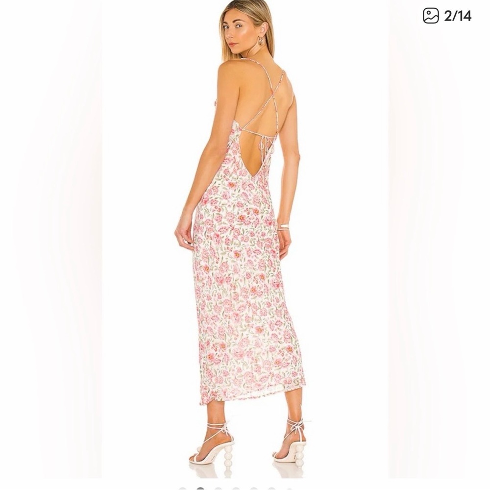 REVOLVE Pink Floral Backless Dress